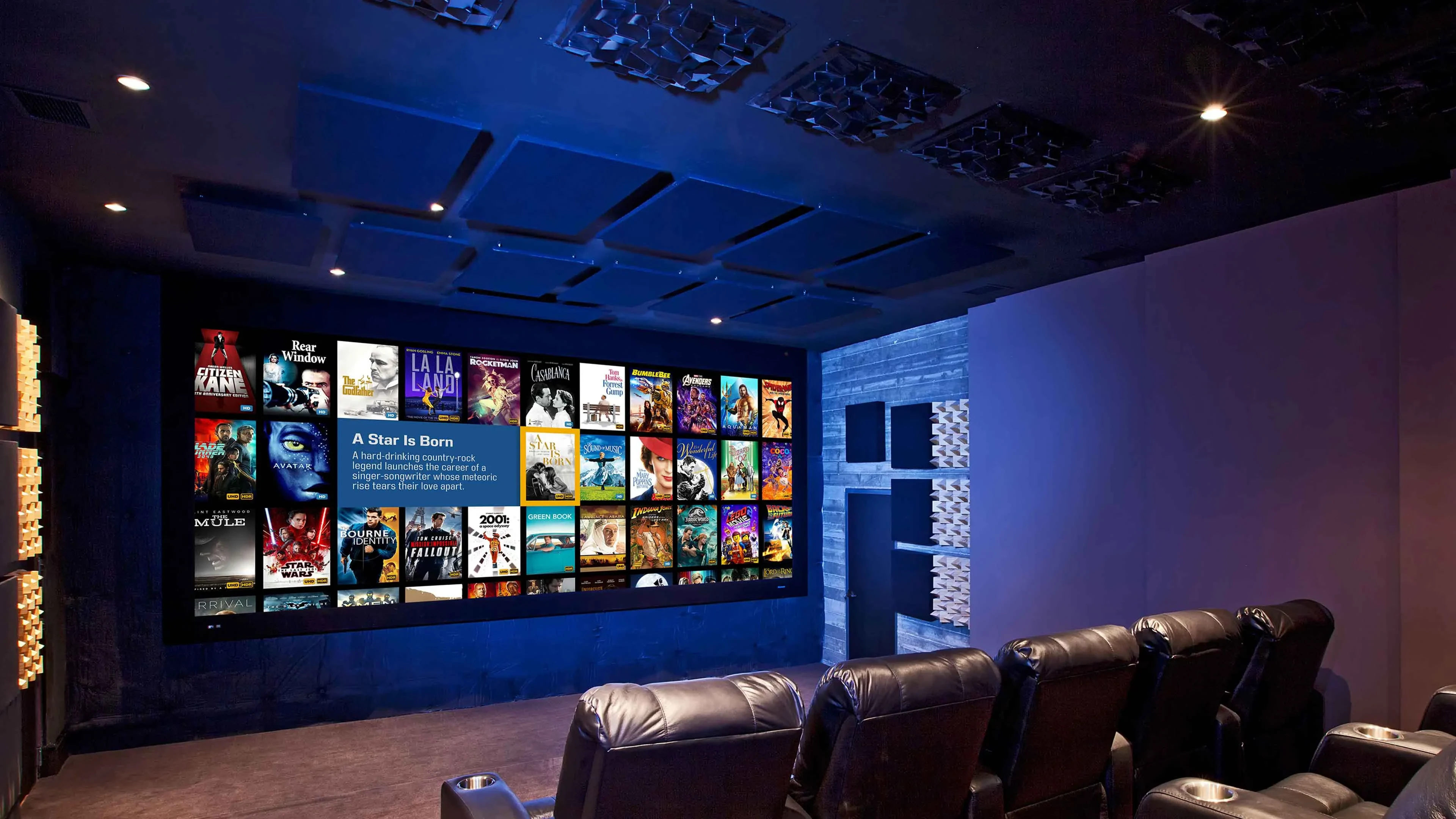 Luxury home cinema with reference-grade projection and seating